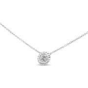 Bids.com 10K White Gold 1/4 Cttw Bezel-Set Round Diamond Solitaire Floral Pendant 18" Necklace (I-J Color, SI2-I1 Clarity) Necklaces