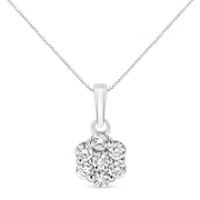 Bids.com 14KT White Gold 1/2 cttw Diamond Floral Cluster Pendant Necklace (HI, SI2-I1) Necklaces