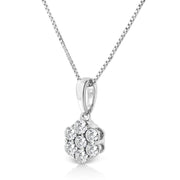 Bids.com 14KT White Gold 1/2 cttw Diamond Floral Cluster Pendant Necklace (HI, SI2-I1) Necklaces
