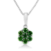 Bids.com .925 Sterling Silver 1/2 Cttw Prong Set Treated Green Diamond Floral Cluster 18" Pendant Necklace (Green Color, I1-I2 Clarity) Necklaces