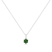 Bids.com .925 Sterling Silver 1/2 Cttw Prong Set Treated Green Diamond Floral Cluster 18" Pendant Necklace (Green Color, I1-I2 Clarity) Necklaces