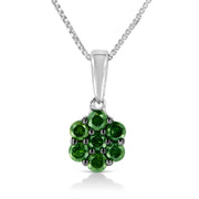 Bids.com .925 Sterling Silver 1/2 Cttw Prong Set Treated Green Diamond Floral Cluster 18" Pendant Necklace (Green Color, I1-I2 Clarity) Necklaces