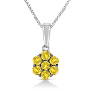 Bids.com .925 Sterling Silver 1/2 Cttw Prong Set Treated Green Diamond Floral Cluster 18" Pendant Necklace (Green Color, I1-I2 Clarity) Necklaces