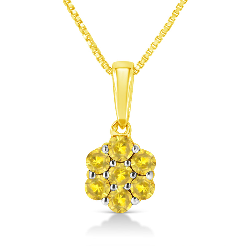 Bids.com .925 Sterling Silver 1/2 Cttw Prong Set Treated Green Diamond Floral Cluster 18" Pendant Necklace (Green Color, I1-I2 Clarity) Necklaces