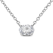 Bids.com 14K White Gold 1/2 Cttw Lab Grown Oval Shape Solitaire Diamond East West 18" Pendant Necklace (E-F Color, VS1-VS2 Clarity) Necklaces