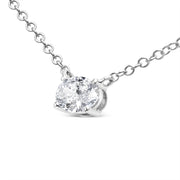 Bids.com 14K White Gold 1/2 Cttw Lab Grown Oval Shape Solitaire Diamond East West 18" Pendant Necklace (E-F Color, VS1-VS2 Clarity) Necklaces