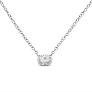 Bids.com 14K White Gold 1/2 Cttw Lab Grown Oval Shape Solitaire Diamond East West 18" Pendant Necklace (E-F Color, VS1-VS2 Clarity) Necklaces