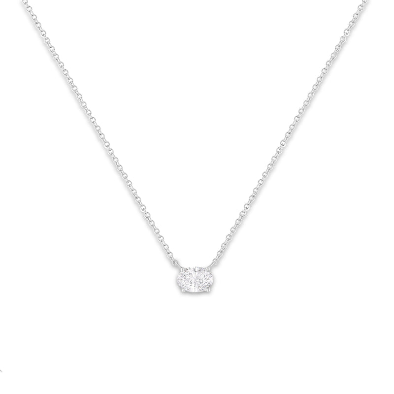 Bids.com IGI Certified 10K White Gold 1/2 cttw Lab Grown Oval Shape Solitaire Diamond East West 18" Pendant Necklace (E-F Color, VS1-VS2 Clarity) Necklaces