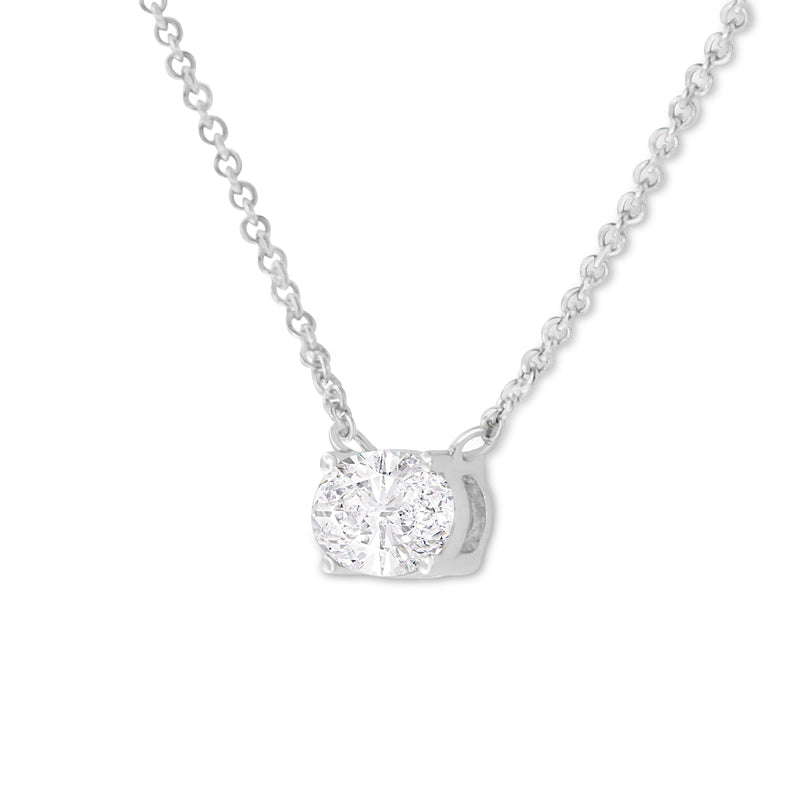 Bids.com IGI Certified 10K White Gold 1/2 cttw Lab Grown Oval Shape Solitaire Diamond East West 18" Pendant Necklace (E-F Color, VS1-VS2 Clarity) Necklaces