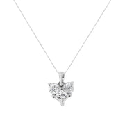 Bids.com 10K White Gold 1.0 Cttw Round-Cut and Princess-Cut Diamond Heart Shaped 18" Pendant Necklace (H-I Color, SI2-I1 Clarity) Necklaces