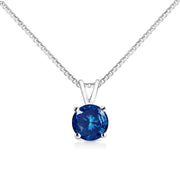 Bids.com 14K White Gold 1/4 Cttw Round Brilliant Cut Lab Grown Blue Diamond 4-Prong Solitaire Pendant Necklace (Blue Color, VVS2-VS1 Clarity) - 18" Necklaces