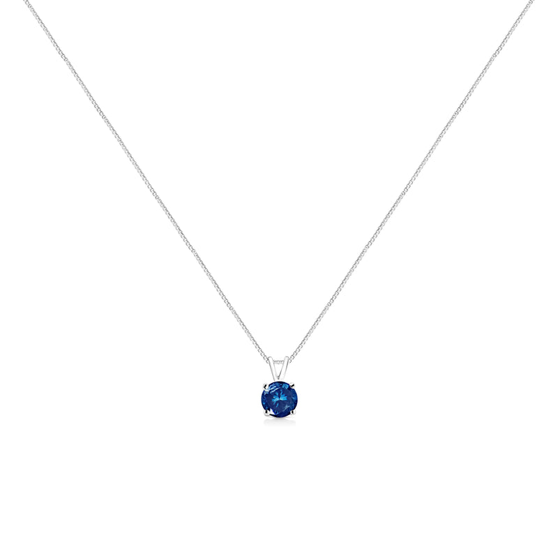 Bids.com 14K White Gold 1/4 Cttw Round Brilliant Cut Lab Grown Blue Diamond 4-Prong Solitaire Pendant Necklace (Blue Color, VVS2-VS1 Clarity) - 18" Necklaces