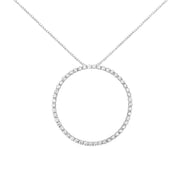Bids.com .925 Sterling Silver 4 cttw Prong Set, Round-Cut Diamond Open Circle Hoop 18" Pendant Necklace (J-K Color, I1-I2 Clarity) Necklaces