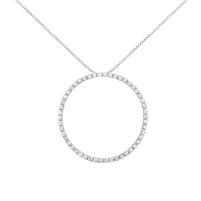 Bids.com .925 Sterling Silver 4 cttw Prong Set, Round-Cut Diamond Open Circle Hoop 18" Pendant Necklace (J-K Color, I1-I2 Clarity) Necklaces
