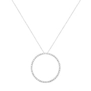 Bids.com .925 Sterling Silver 4 cttw Prong Set, Round-Cut Diamond Open Circle Hoop 18" Pendant Necklace (J-K Color, I1-I2 Clarity) Necklaces