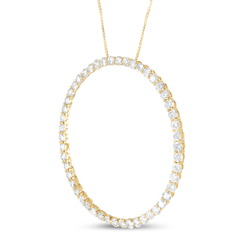 Bids.com 10K Yellow Gold Plated .925 Sterling Silver 4 Cttw Diamond Circle Hoop 18" Pendant Necklace (J-K Color, I1-I2 Clarity) Necklaces