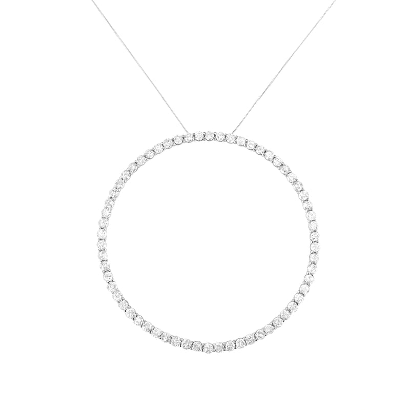 Bids.com .925 Sterling Silver 5.0 Cttw Prong Set Round-cut Diamond Open Circle Hoop 18" Pendant Necklace (I-J Color, I2-I3 Clarity) Necklaces
