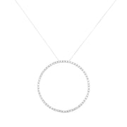 Bids.com .925 Sterling Silver 5.0 Cttw Prong Set Round-cut Diamond Open Circle Hoop 18" Pendant Necklace (I-J Color, I2-I3 Clarity) Necklaces