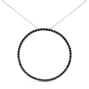 Bids.com .925 Sterling Silver 4.0 Cttw Black Diamond Open Hoop Circle 18" Pendant Necklace (Black Color, I2-I3 Clarity) Necklaces