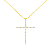 Bids.com 10K Yellow Gold 3.00 cttw Round-Cut Diamond Cross 18" Pendant Necklace (J-K Color, I1-I2 Clarity) Necklaces