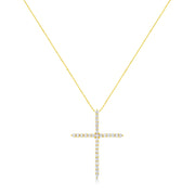 Bids.com 10K Yellow Gold Plated .925 Sterling Silver 3.0 Cttw Prong-Set Round Brilliant Cut Diamond Cross 18" Pendant Necklace (J-K Color, I1-I2 Clarity) Necklaces