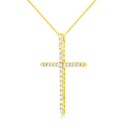 Bids.com 10K Yellow Gold Plated .925 Sterling Silver 3.0 Cttw Prong-Set Round Brilliant Cut Diamond Cross 18" Pendant Necklace (J-K Color, I1-I2 Clarity) Necklaces