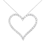 Bids.com .925 Sterling Silver 3.0 cttw Round-Cut Diamond Open Heart Pendant Necklace (I-J Color, I2-I3 Clarity) - 18" Necklaces