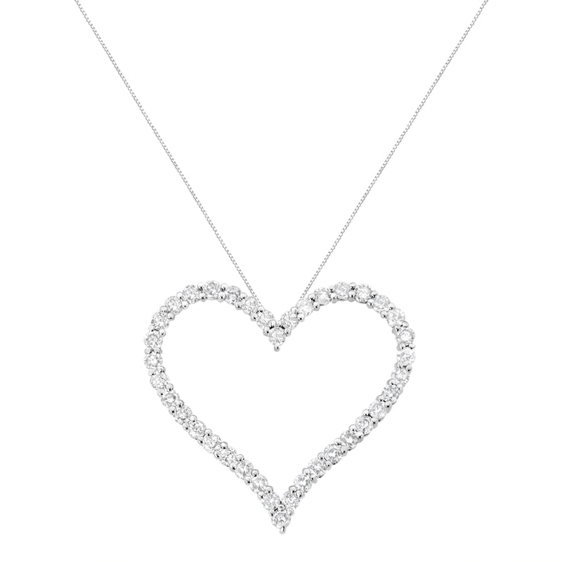 Bids.com .925 Sterling Silver 3.0 cttw Round-Cut Diamond Open Heart Pendant Necklace (I-J Color, I2-I3 Clarity) - 18" Necklaces
