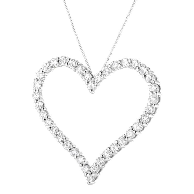 Bids.com .925 Sterling Silver 3.0 cttw Round-Cut Diamond Open Heart Pendant Necklace (I-J Color, I2-I3 Clarity) - 18" Necklaces