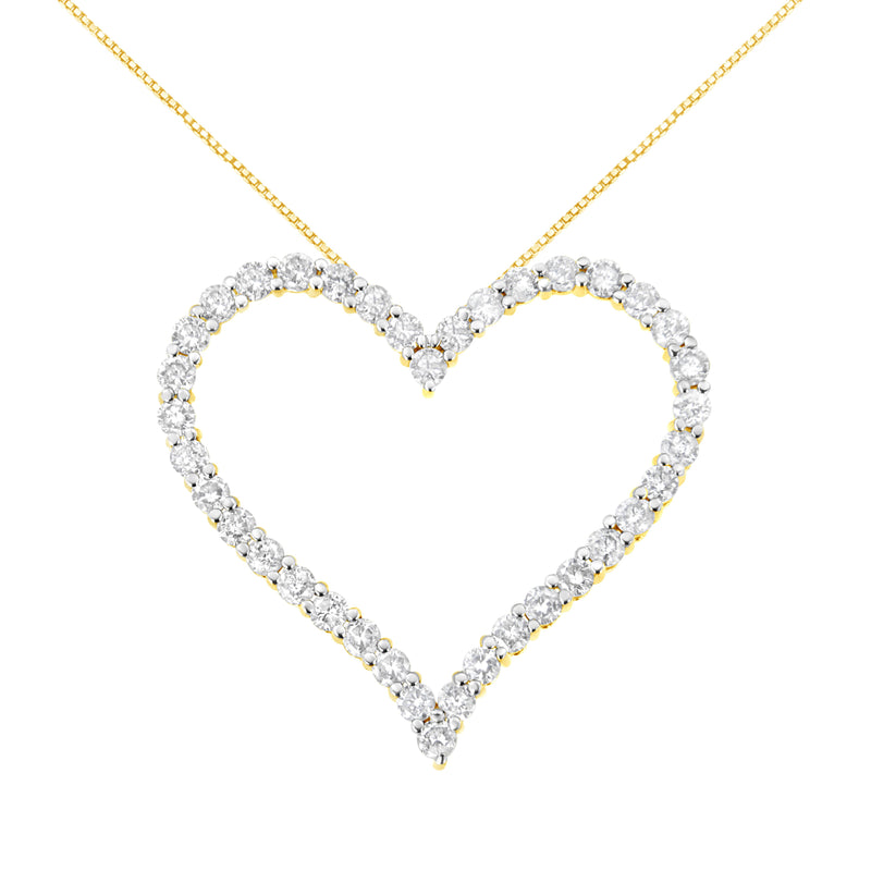 Bids.com 10k Yellow Gold Plated .925 Sterling Silver 3.0 cttw Round-Cut Diamond Open Heart Pendant Necklace (J-K Color, I1-I2 Clarity) - 18" Necklaces