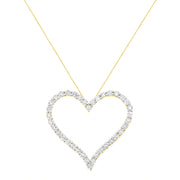 Bids.com 10k Yellow Gold Plated .925 Sterling Silver 3.0 cttw Round-Cut Diamond Open Heart Pendant Necklace (J-K Color, I1-I2 Clarity) - 18" Necklaces