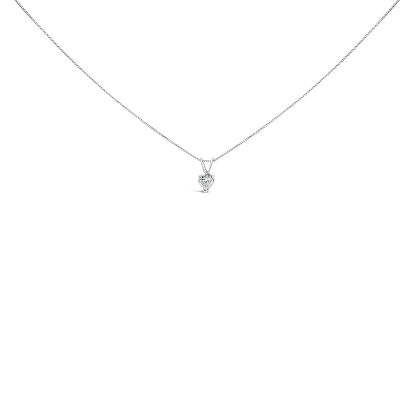 Bids.com 14K White Gold 3/8 Cttw Heart-Shaped Diamond Classic Solitaire 18" Pendant Necklace (H-I Color, VS2-SI1 Clarity) Necklaces