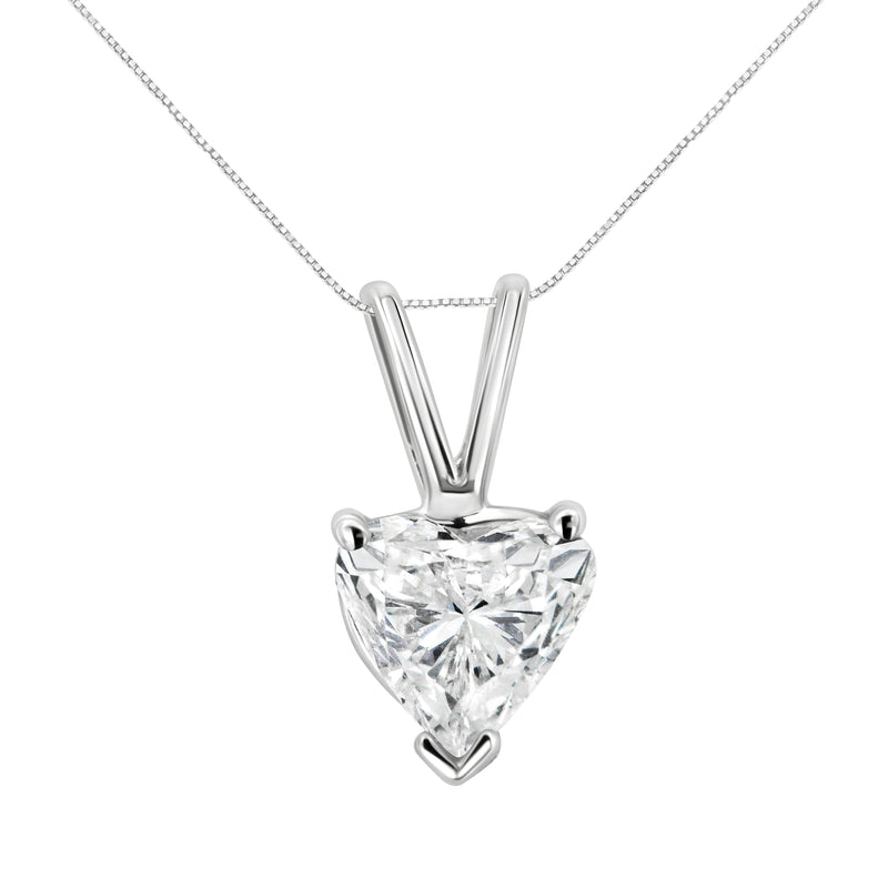 Bids.com 14K White Gold 3/8 Cttw Heart-Shaped Diamond Classic Solitaire 18" Pendant Necklace (H-I Color, VS2-SI1 Clarity) Necklaces