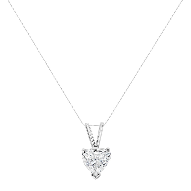Bids.com 14K White Gold 3/8 Cttw Heart-Shaped Diamond Classic Solitaire 18" Pendant Necklace (H-I Color, VS2-SI1 Clarity) Necklaces