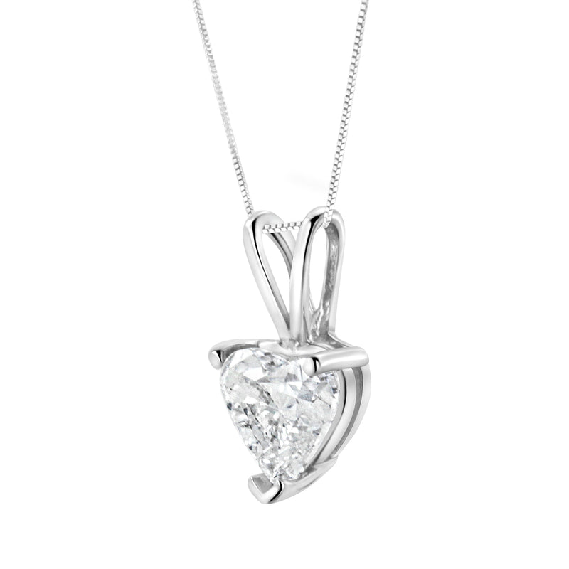 Bids.com 14K White Gold 3/8 Cttw Heart-Shaped Diamond Classic Solitaire 18" Pendant Necklace (H-I Color, VS2-SI1 Clarity) Necklaces