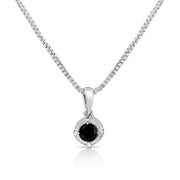 Bids.com .925 Sterling Silver 3/4 Cttw Treated Blue Diamond Solitaire 18" Milgrain Pendant Necklace (Blue Color, I1-I2 Clarity) Necklaces