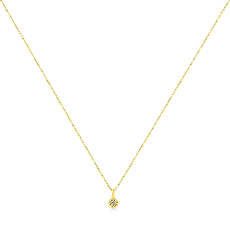 Bids.com 14K Yellow Gold Plated .925 Sterling Silver 1/2 Cttw Brilliant Round Cut Diamond Solitaire Milgrain 18" Pendant Necklace (K-L Color, I2-I3 Clarity) Necklaces