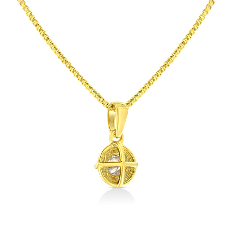 Bids.com 14K Yellow Gold Plated .925 Sterling Silver 1/2 Cttw Brilliant Round Cut Diamond Solitaire Milgrain 18" Pendant Necklace (K-L Color, I2-I3 Clarity) Necklaces