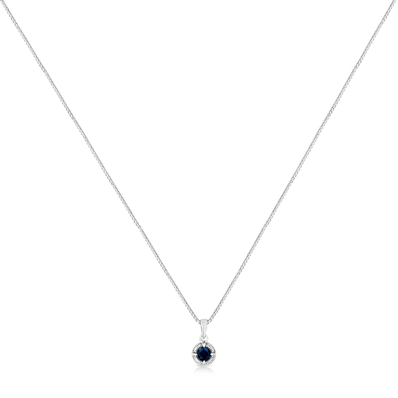 Bids.com .925 Sterling Silver 3/4 Cttw Treated Blue Diamond Solitaire 18" Milgrain Pendant Necklace (Blue Color, I1-I2 Clarity) Necklaces
