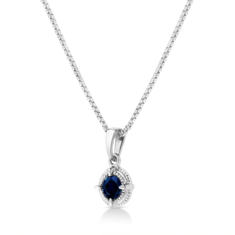 Bids.com .925 Sterling Silver 3/4 Cttw Treated Blue Diamond Solitaire 18" Milgrain Pendant Necklace (Blue Color, I1-I2 Clarity) Necklaces
