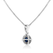 Bids.com .925 Sterling Silver 3/4 Cttw Treated Blue Diamond Solitaire 18" Milgrain Pendant Necklace (Blue Color, I1-I2 Clarity) Necklaces