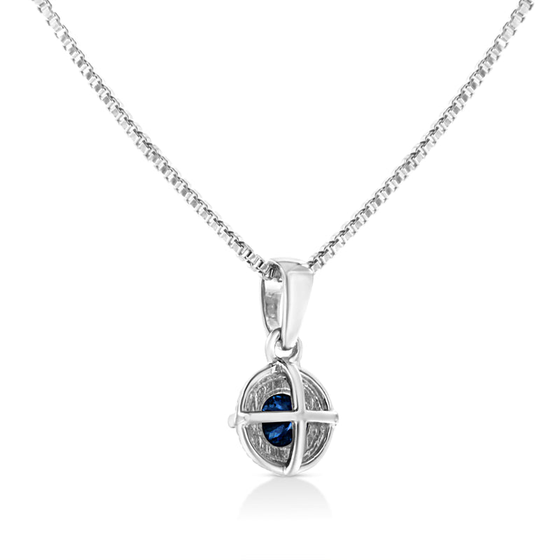 Bids.com .925 Sterling Silver 3/4 Cttw Treated Blue Diamond Solitaire 18" Milgrain Pendant Necklace (Blue Color, I1-I2 Clarity) Necklaces