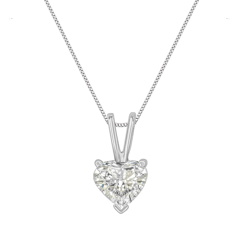 Bids.com 14K White Gold 3/8 Cttw Heart-Shaped Diamond Classic Solitaire 18" Pendant Necklace (H-I Color, VS2-SI1 Clarity) Necklaces