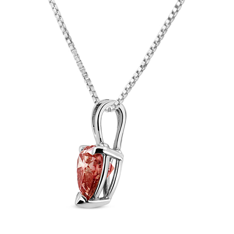 Bids.com IGI Certified 14K White Gold Martini Set 1.00 Cttw Lab Grown Pink Heart Diamond Solitaire 18" Pendant Necklace (Pink Color, SI2 Clarity) Necklaces