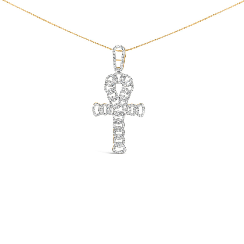 Bids.com 10K Yellow Gold 1.00 Cttw Ankh Cross Pendant (H-I Color, SI1-SI2 Clarity) -18" Inches Necklaces