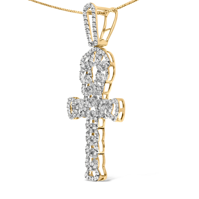 Bids.com 10K Yellow Gold 1.00 Cttw Ankh Cross Pendant (H-I Color, SI1-SI2 Clarity) -18" Inches Necklaces