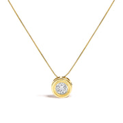 Bids.com 14K Yellow Gold 1 3/8 Cttw Bezel Set Round Diamond Solitaire Pendant Necklace Necklaces