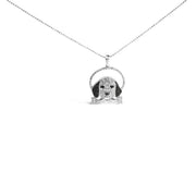 Bids.com .925 Sterling Silver 1/4 Cttw White and Black Diamond Beagle Dog and Bone Pendant Necklace (I-J Color, I2-I3 Clarity) - 18" Inches Necklaces