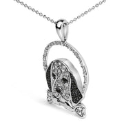 Bids.com .925 Sterling Silver 1/4 Cttw White and Black Diamond Beagle Dog and Bone Pendant Necklace (I-J Color, I2-I3 Clarity) - 18" Inches Necklaces
