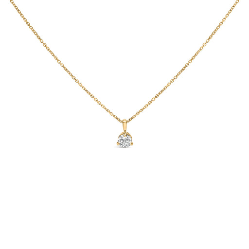 Bids.com 14K Yellow Gold 3/8 Cttw 3 Prong Martini Set Round Diamond Solitaire Pendant Necklace (G-H Color, SI2-I1 Clarity) - 18" Inches Necklaces